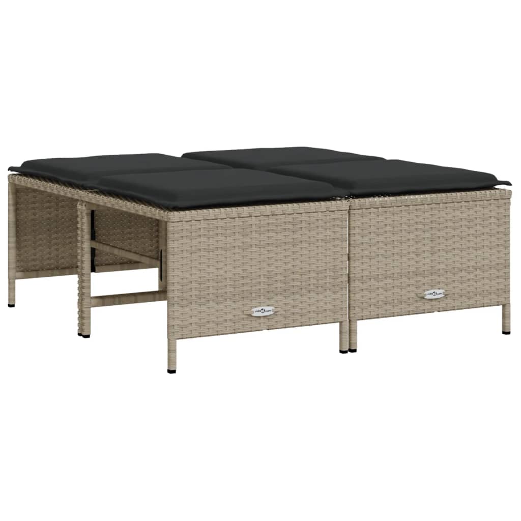 sofasæt 5 dele med hynder polyrattan lysegrå