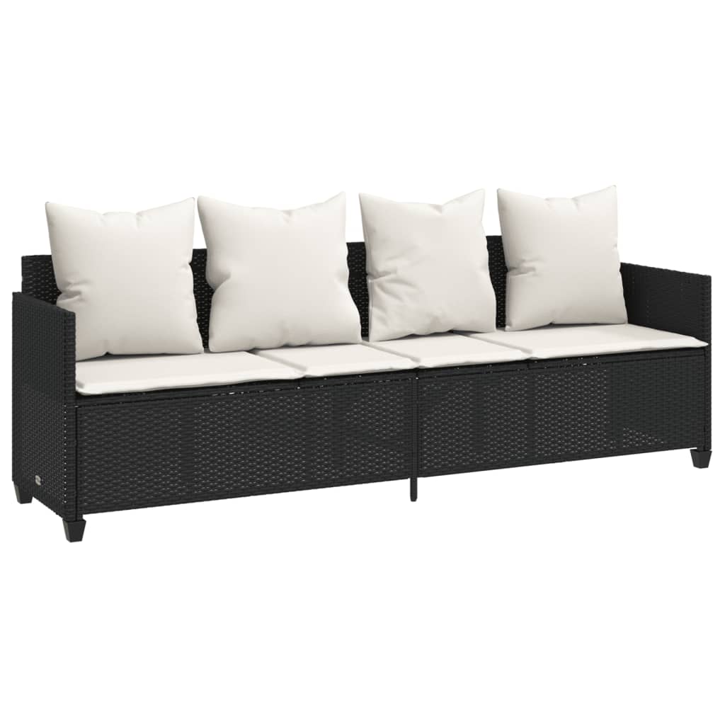 sofasæt til haven 5 dele med hynder polyrattan sort