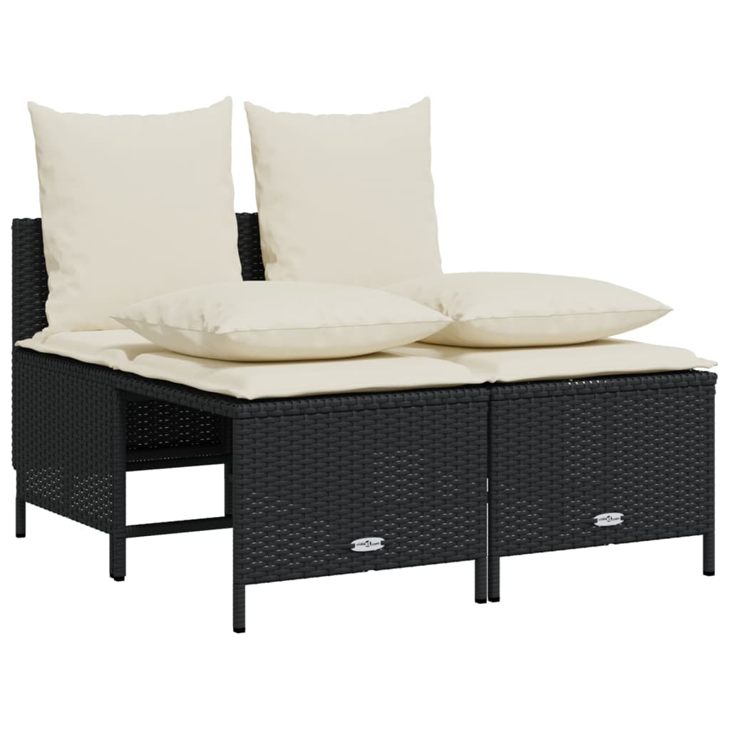 sofasæt til haven 5 dele med hynder polyrattan sort
