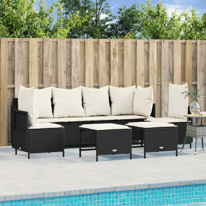 sofasæt til haven 5 dele med hynder polyrattan sort