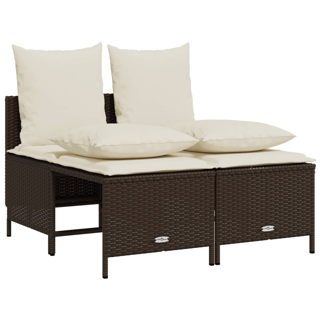sofasæt til haven 5 dele med hynder polyrattan brun