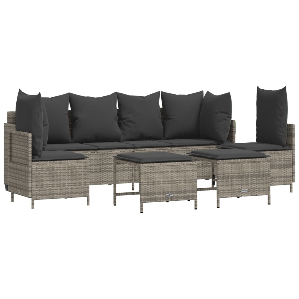 sofasæt 5 dele med hynder polyrattan grå