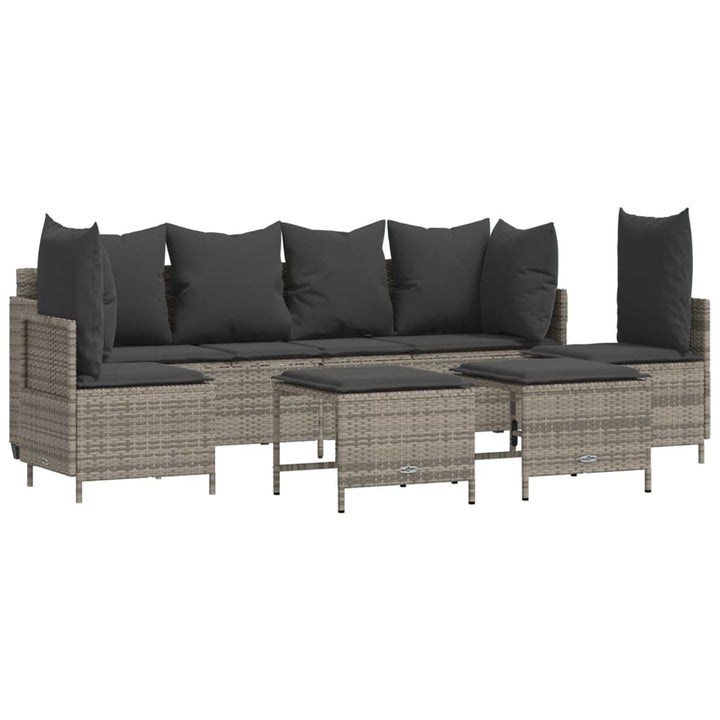 sofasæt 5 dele med hynder polyrattan grå