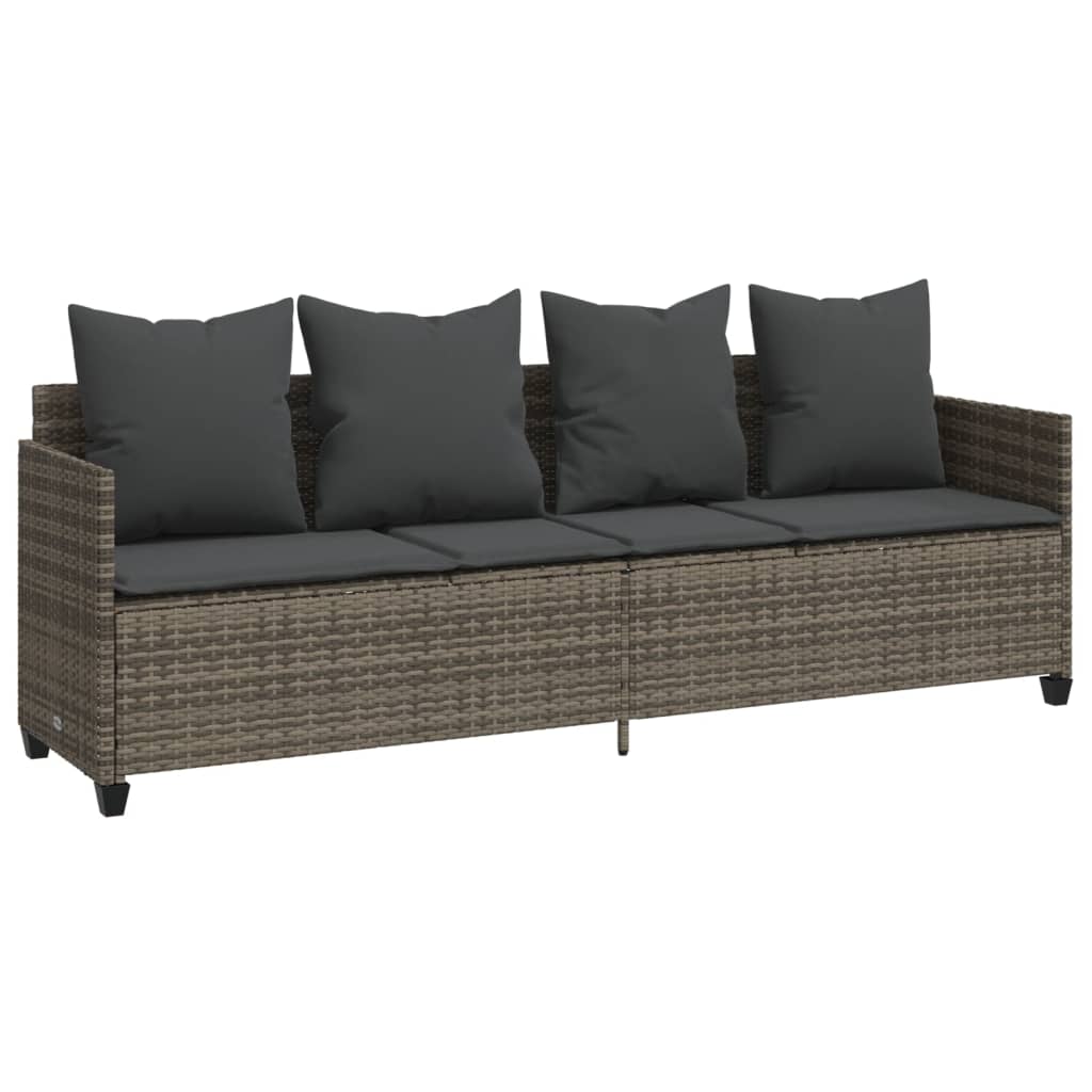 sofasæt 5 dele med hynder polyrattan grå