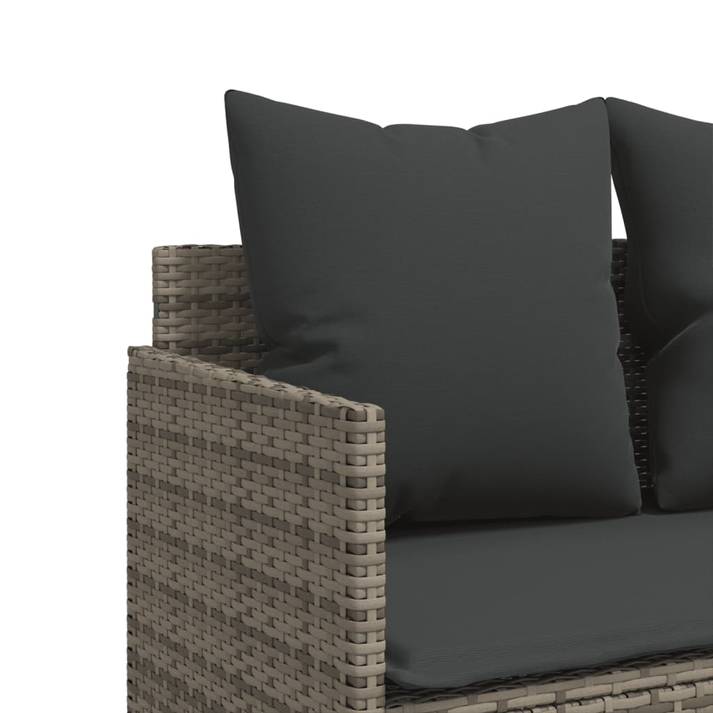 sofasæt 5 dele med hynder polyrattan grå