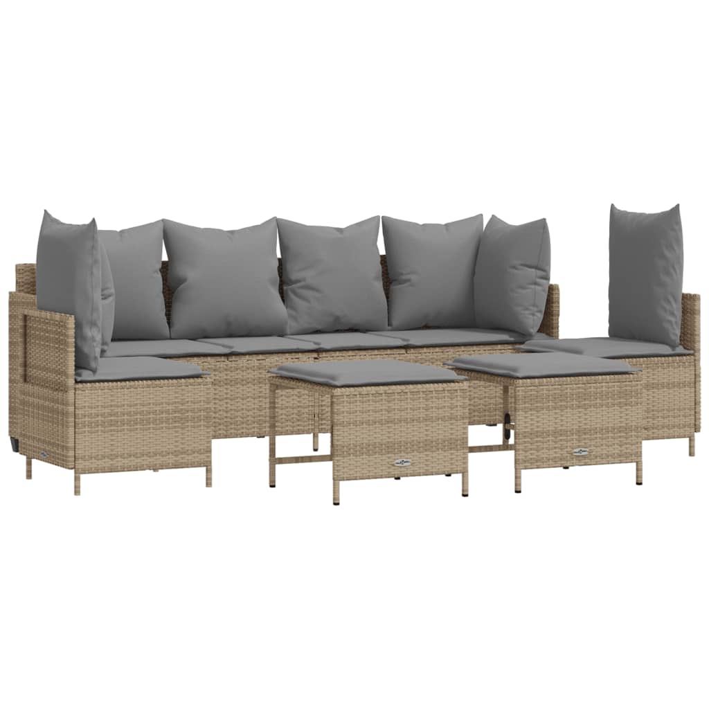 sofasæt til haven 5 dele med hynder polyrattan beige