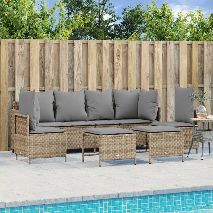 sofasæt til haven 5 dele med hynder polyrattan beige