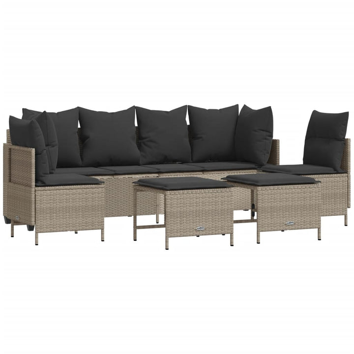 sofasæt 5 dele med hynder polyrattan lysegrå