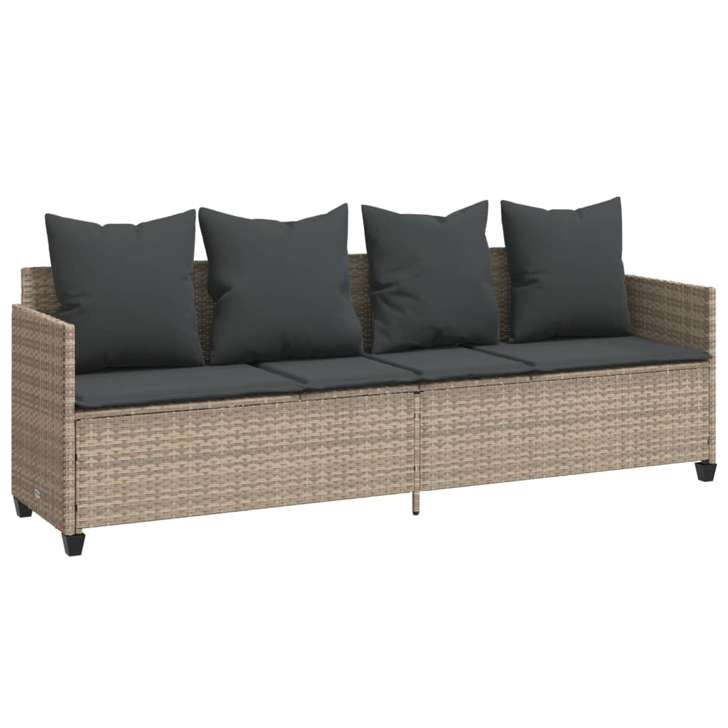 sofasæt 5 dele med hynder polyrattan lysegrå