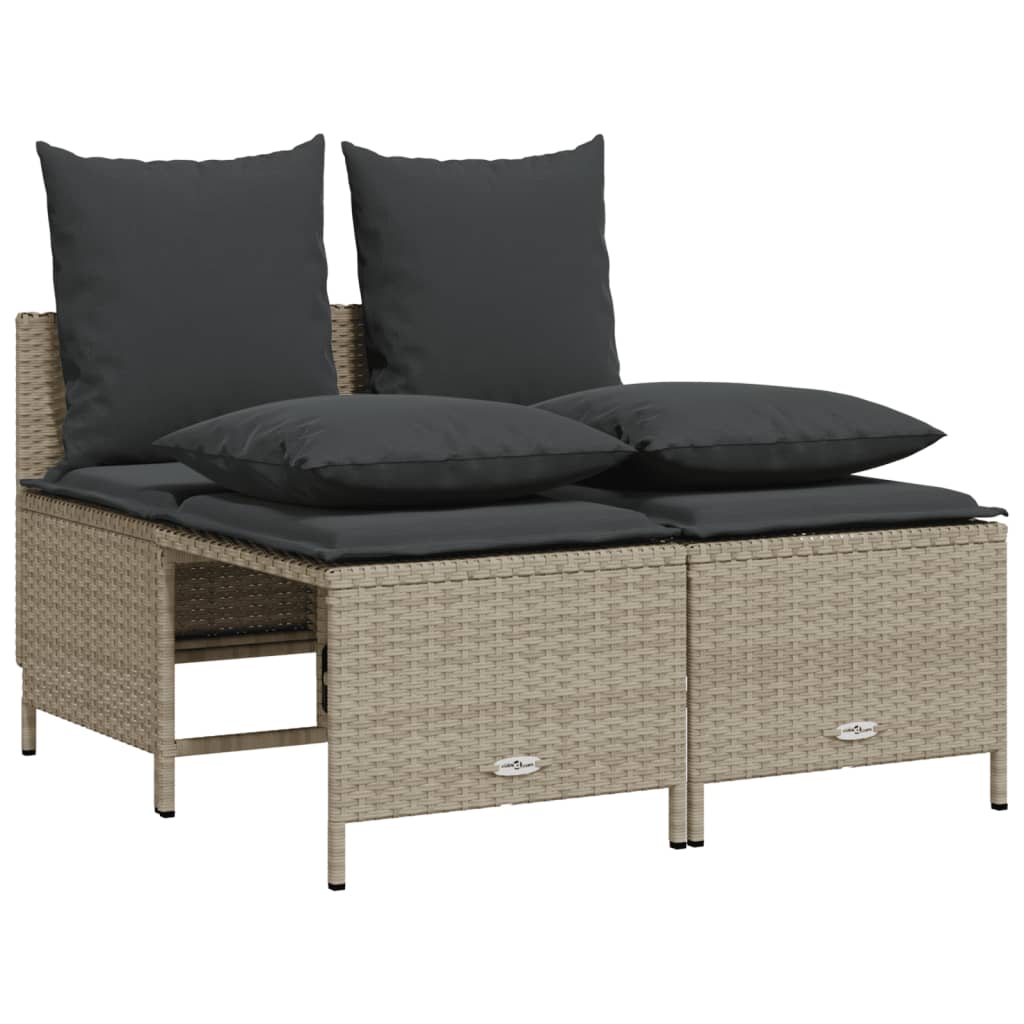 sofasæt 5 dele med hynder polyrattan lysegrå