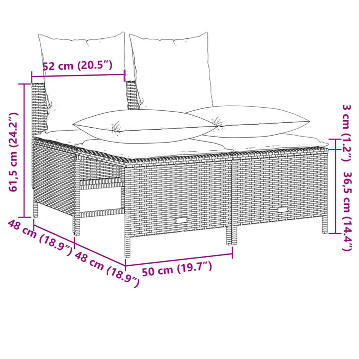 sofasæt 5 dele med hynder polyrattan lysegrå
