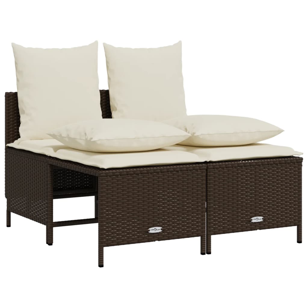 sofasæt til haven 5 dele med hynder polyrattan brun