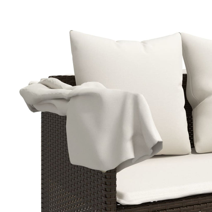 sofasæt til haven 5 dele med hynder polyrattan brun