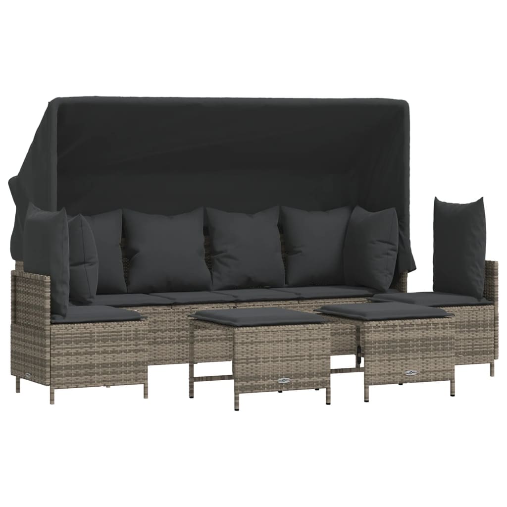 sofasæt 5 dele med hynder polyrattan grå