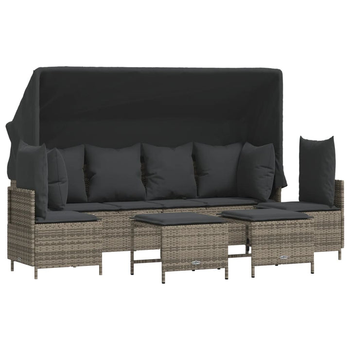 sofasæt 5 dele med hynder polyrattan grå