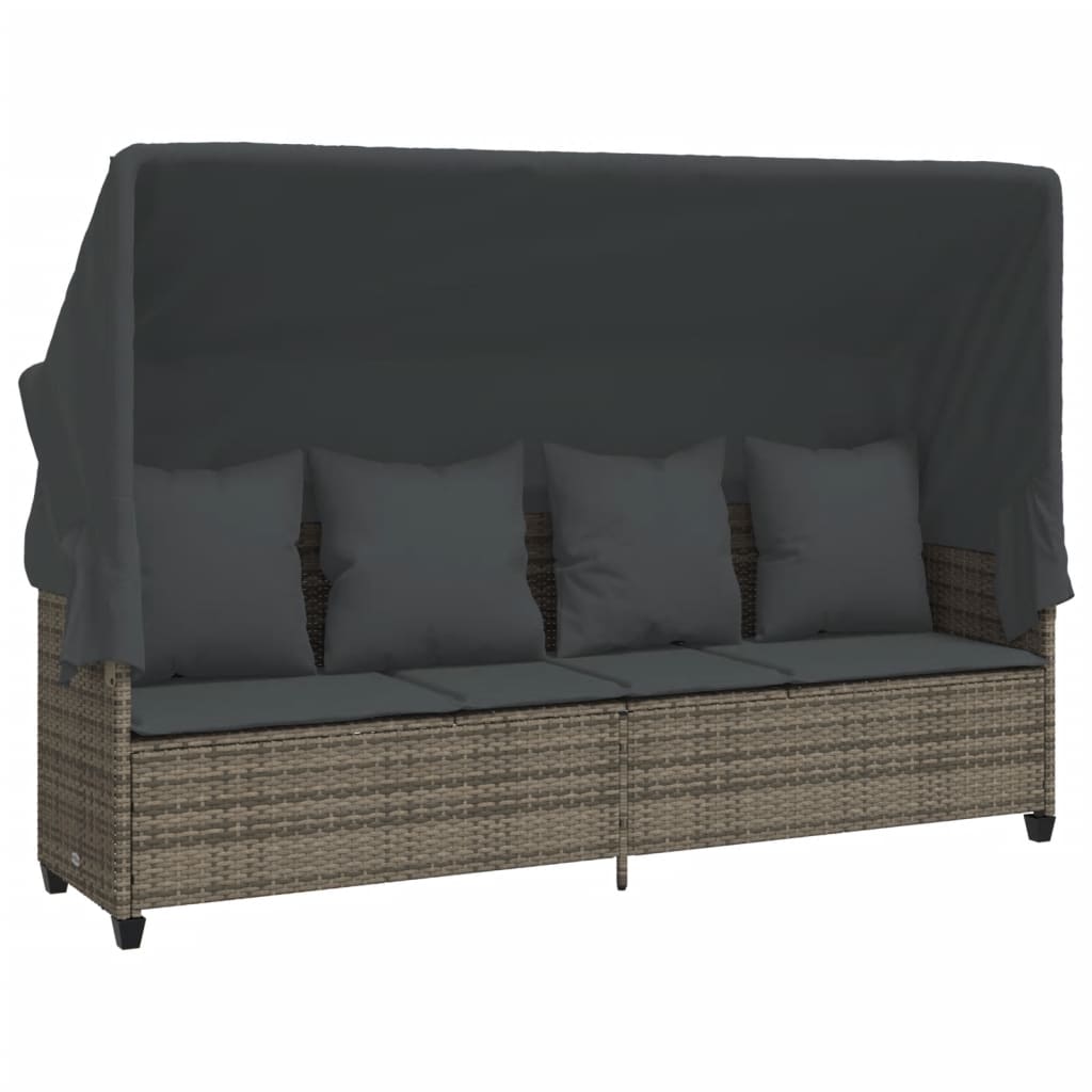 sofasæt 5 dele med hynder polyrattan grå