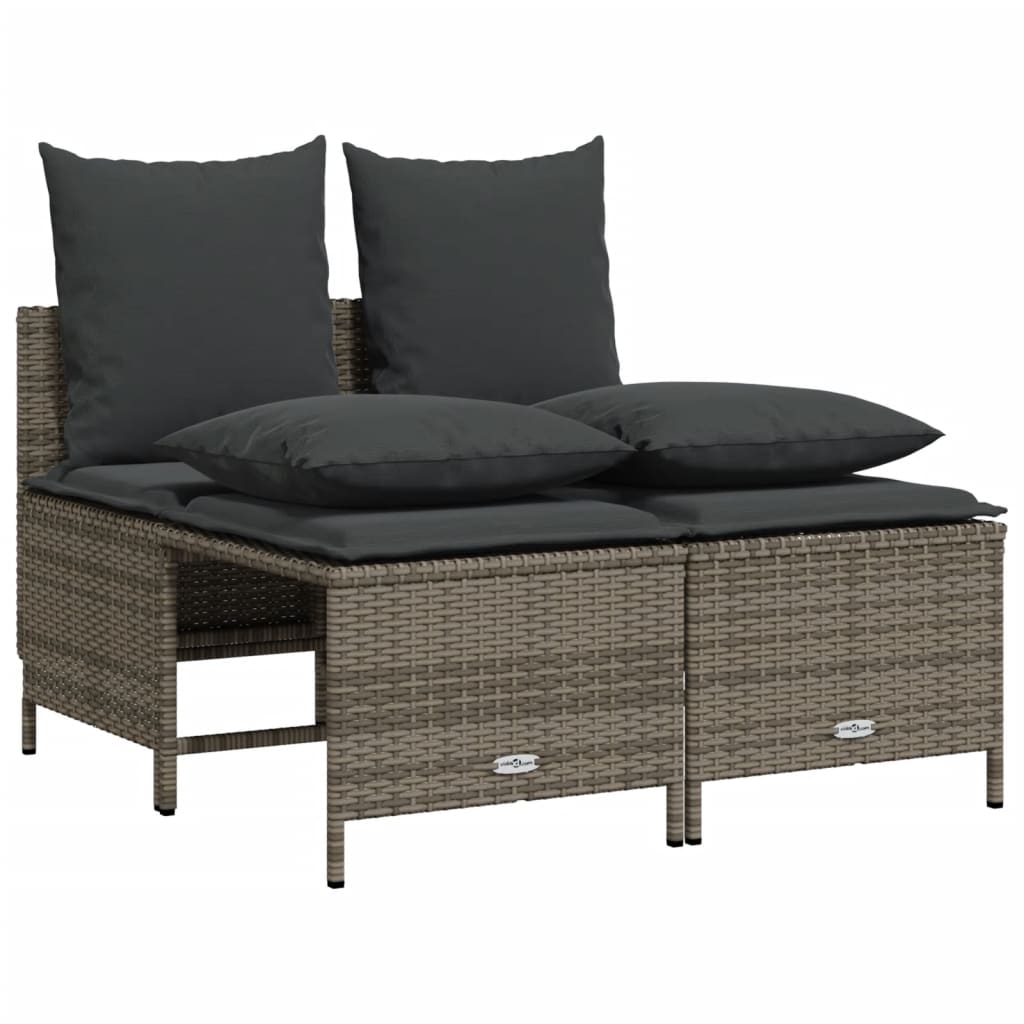 sofasæt 5 dele med hynder polyrattan grå