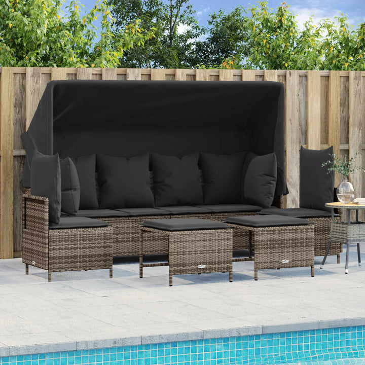 sofasæt 5 dele med hynder polyrattan grå
