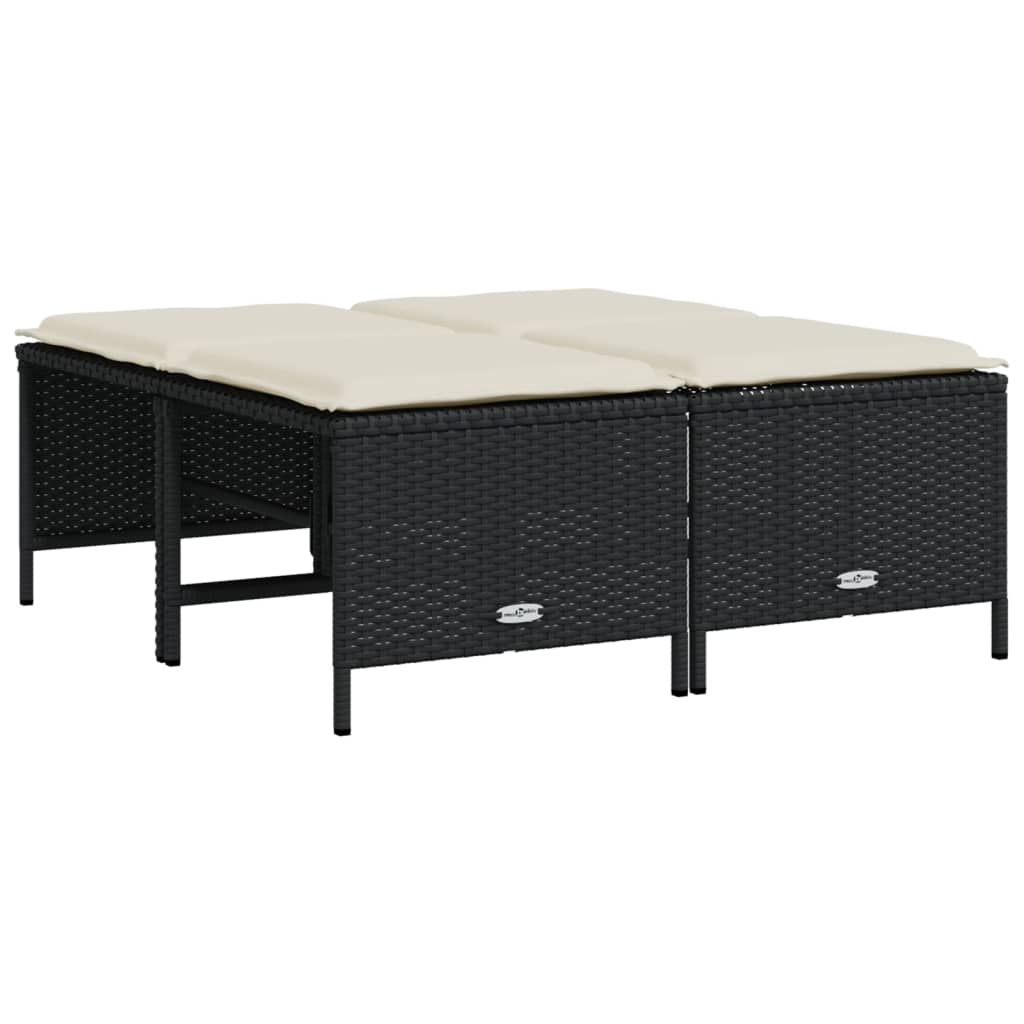sofasæt til haven 5 dele med hynder polyrattan sort