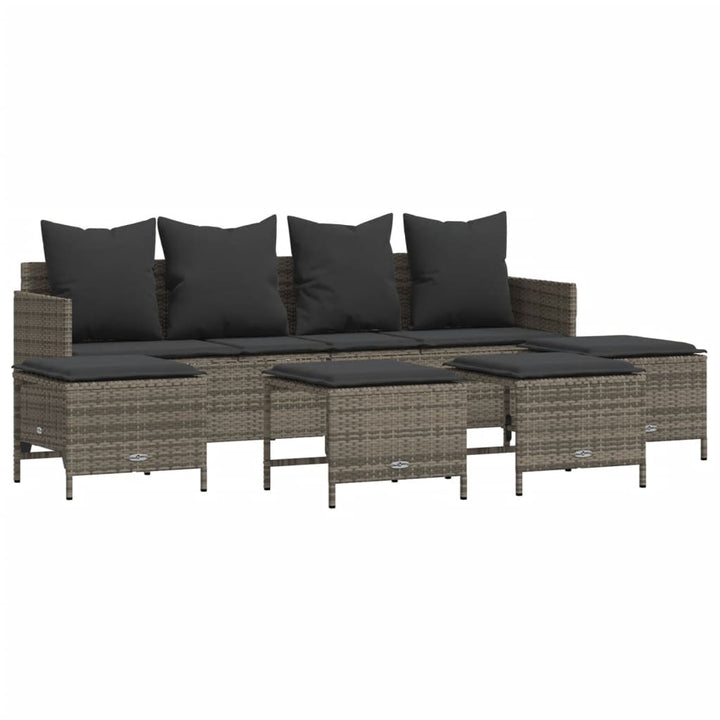 sofasæt 5 dele med hynder polyrattan grå