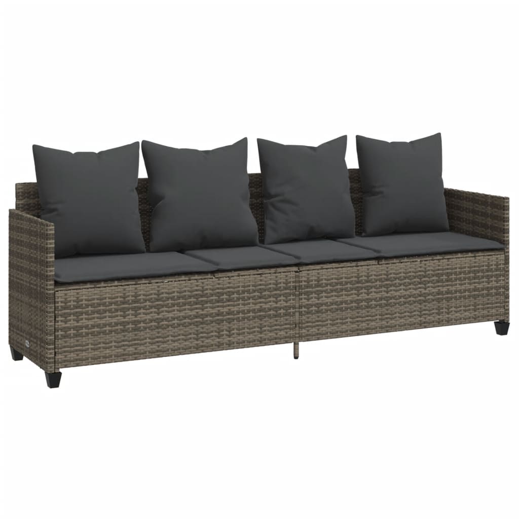 sofasæt 5 dele med hynder polyrattan grå