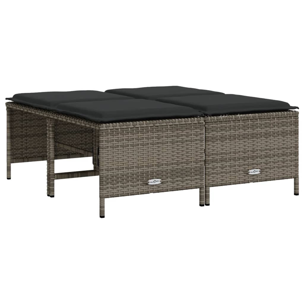 sofasæt 5 dele med hynder polyrattan grå