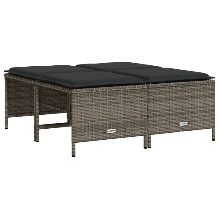 sofasæt 5 dele med hynder polyrattan grå