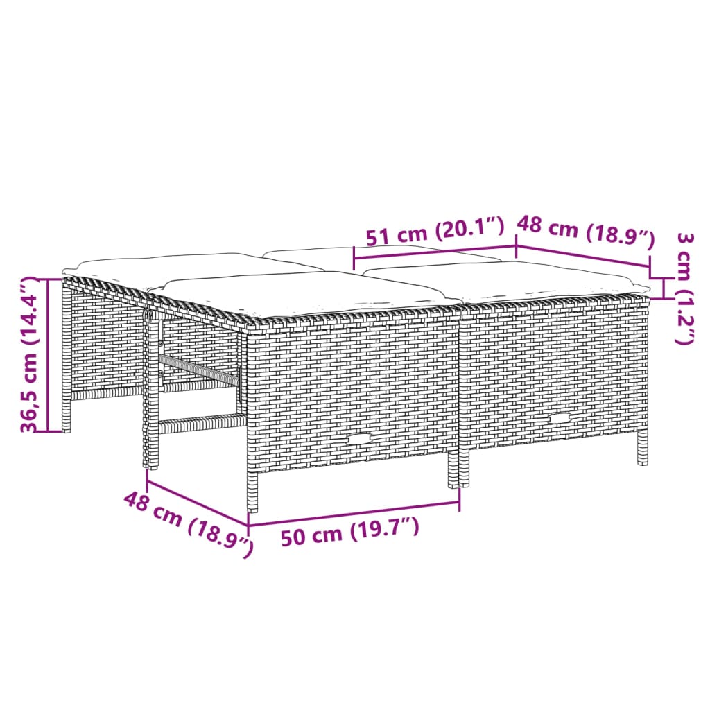 sofasæt 5 dele med hynder polyrattan grå