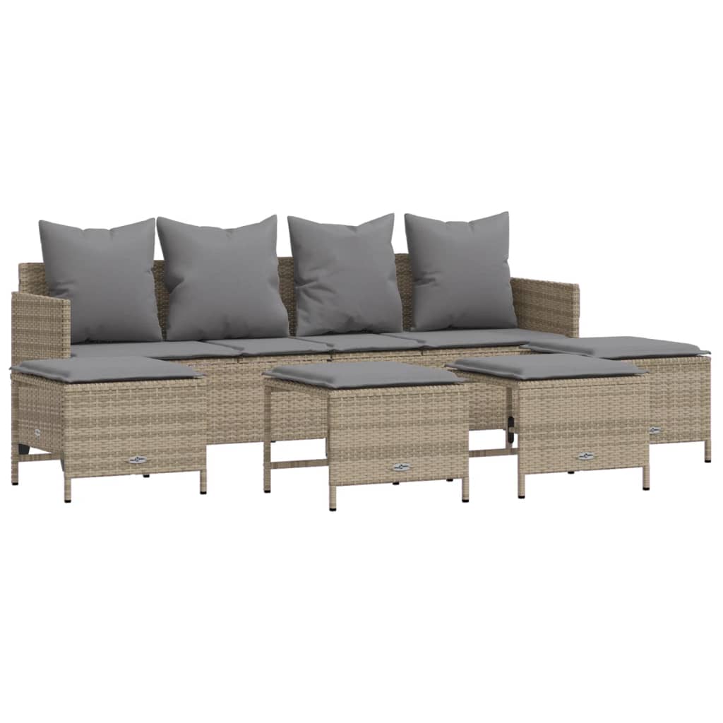 sofasæt til haven 5 dele med hynder polyrattan beige