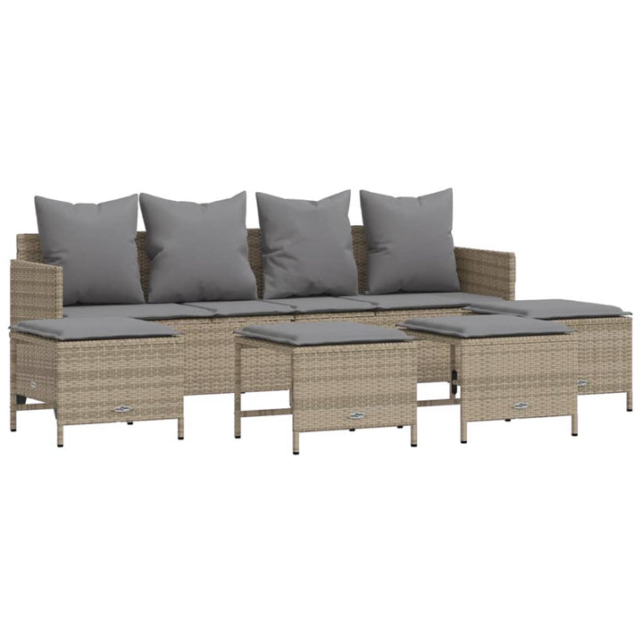 sofasæt til haven 5 dele med hynder polyrattan beige