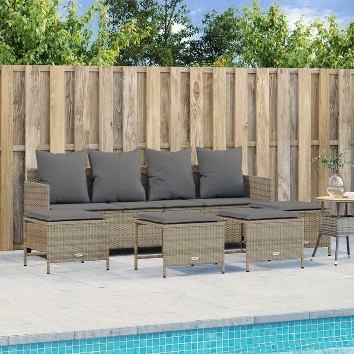 sofasæt til haven 5 dele med hynder polyrattan beige