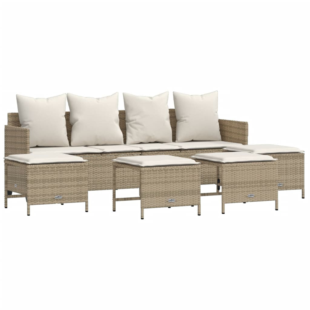 sofasæt til haven 5 dele med hynder polyrattan beige