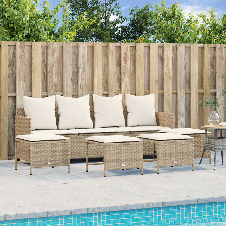 sofasæt til haven 5 dele med hynder polyrattan beige