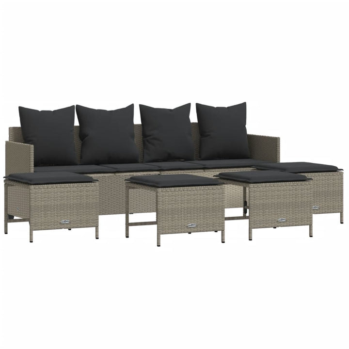 sofasæt 5 dele med hynder polyrattan lysegrå