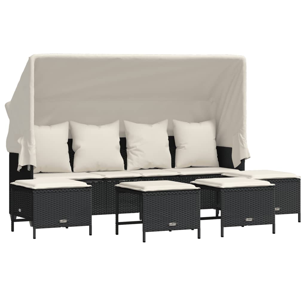 sofasæt til haven 5 dele med hynder polyrattan sort