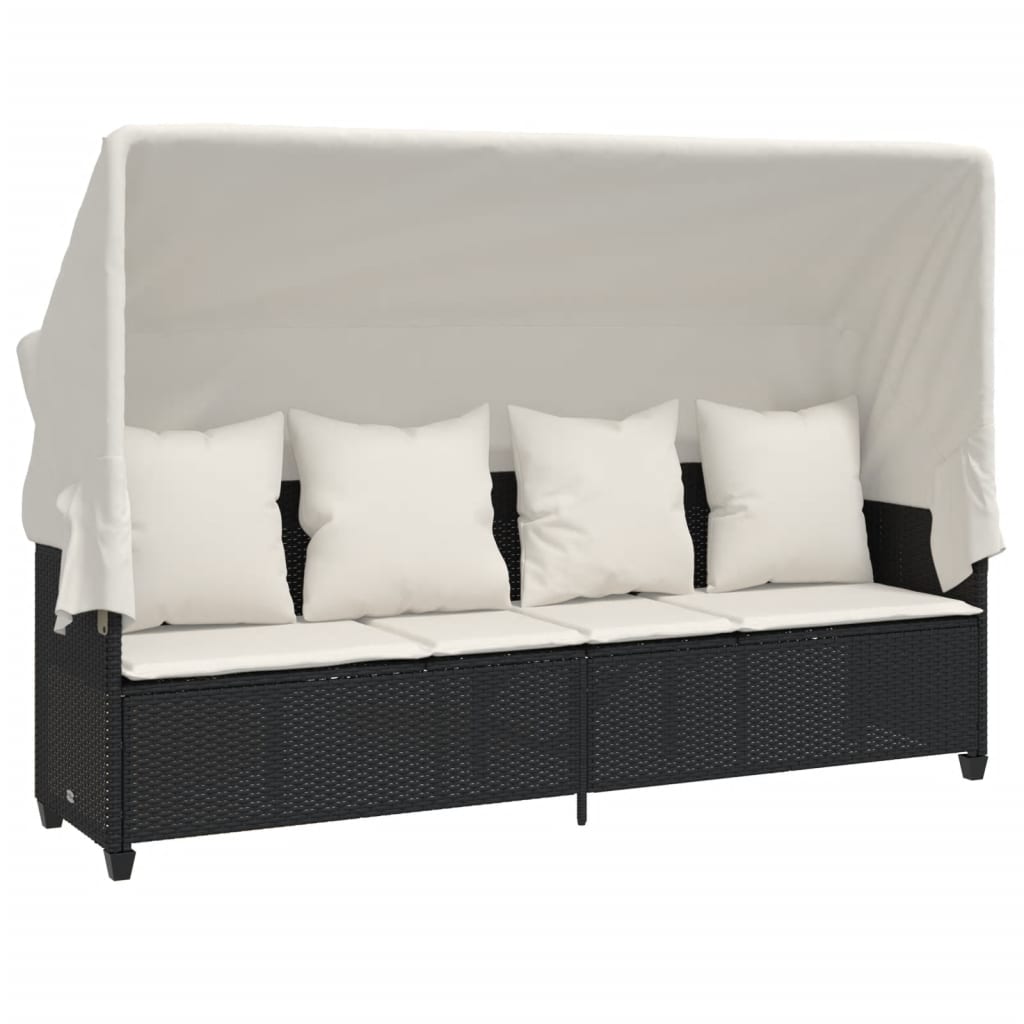 sofasæt til haven 5 dele med hynder polyrattan sort
