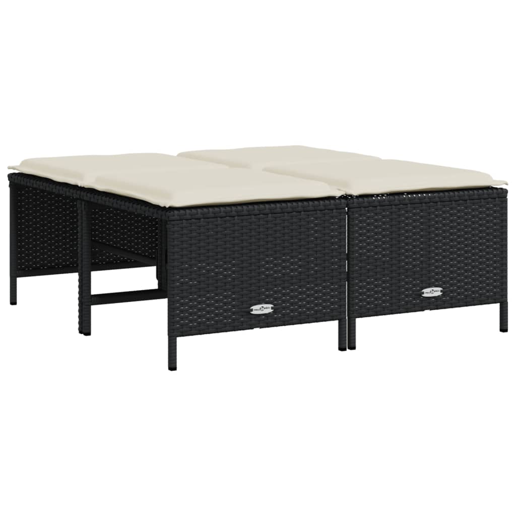 sofasæt til haven 5 dele med hynder polyrattan sort