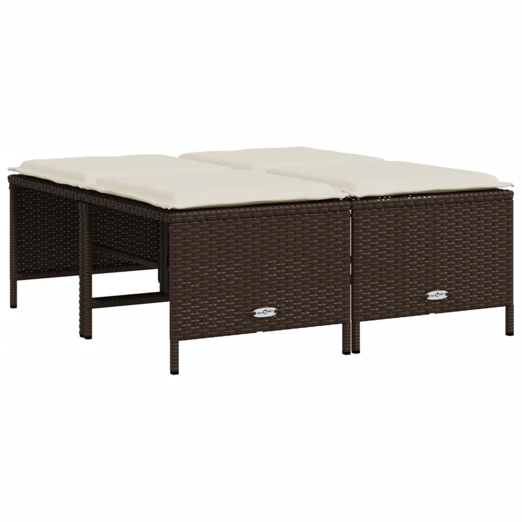 sofasæt til haven 5 dele med hynder polyrattan brun