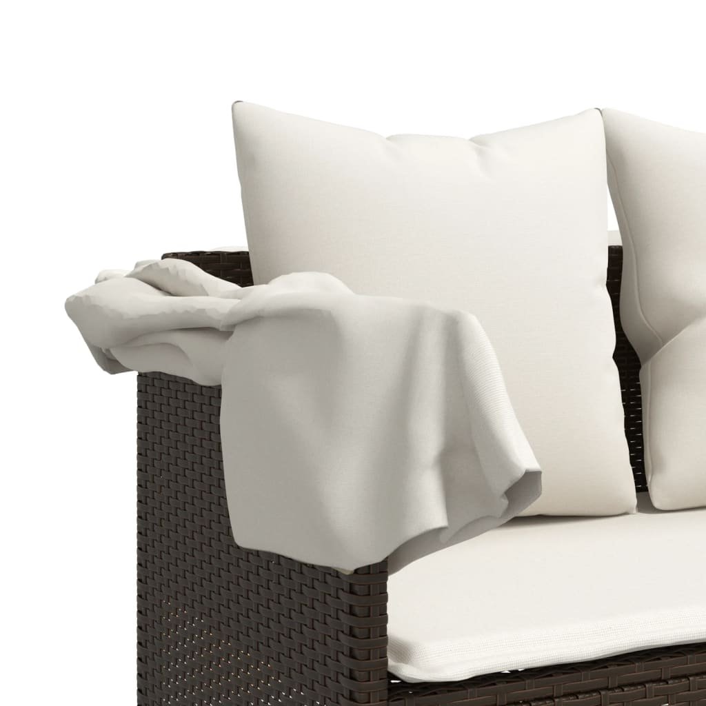 sofasæt til haven 5 dele med hynder polyrattan brun