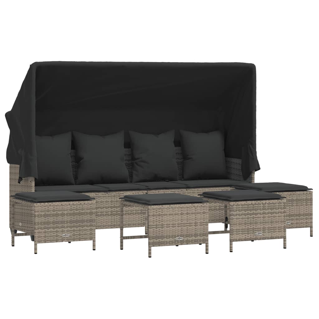 sofasæt 5 dele med hynder polyrattan grå