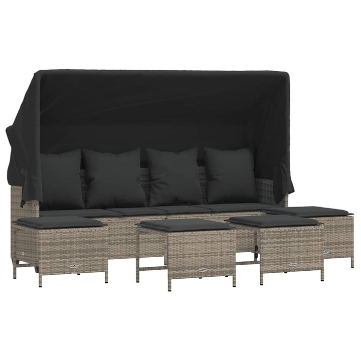 sofasæt 5 dele med hynder polyrattan grå