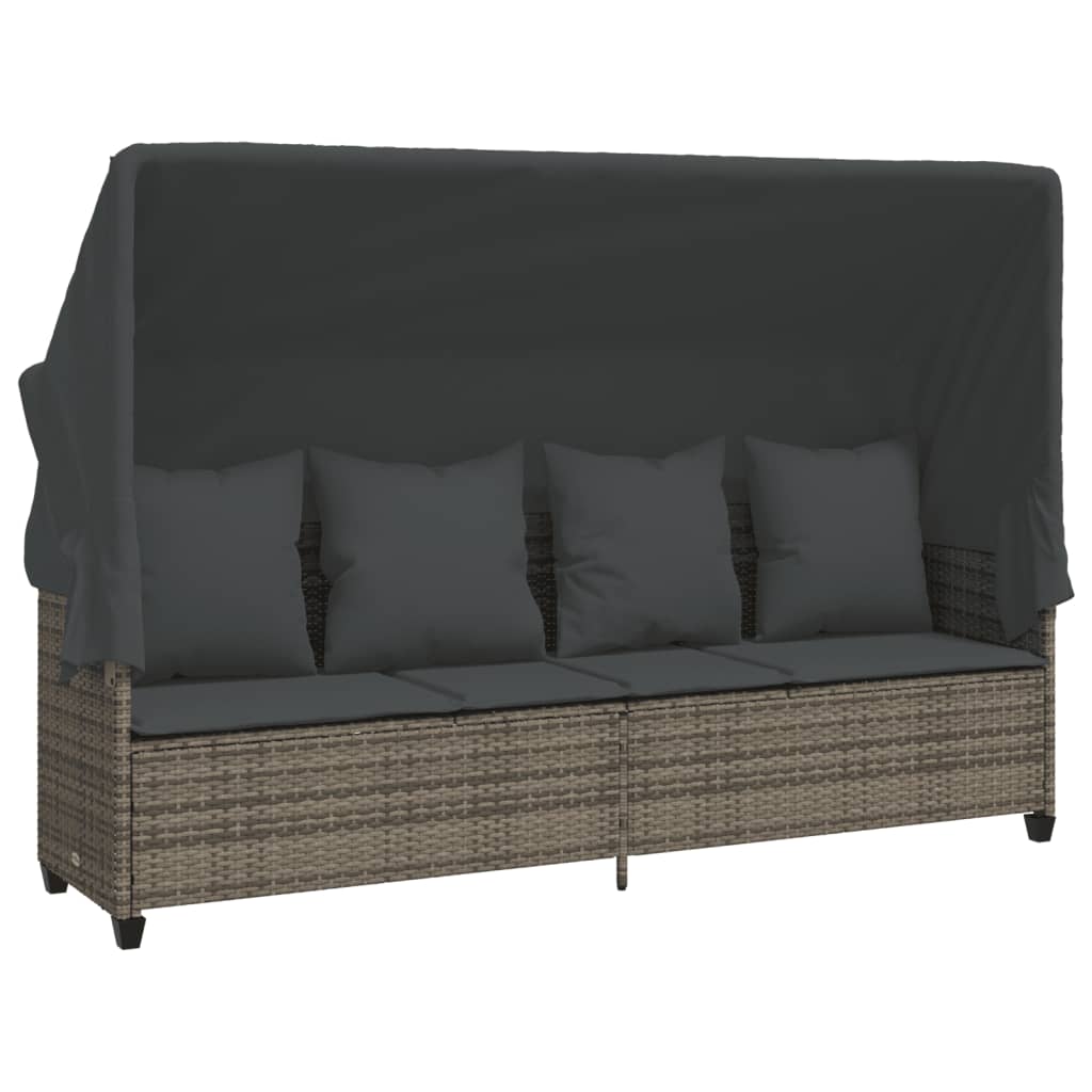 sofasæt 5 dele med hynder polyrattan grå
