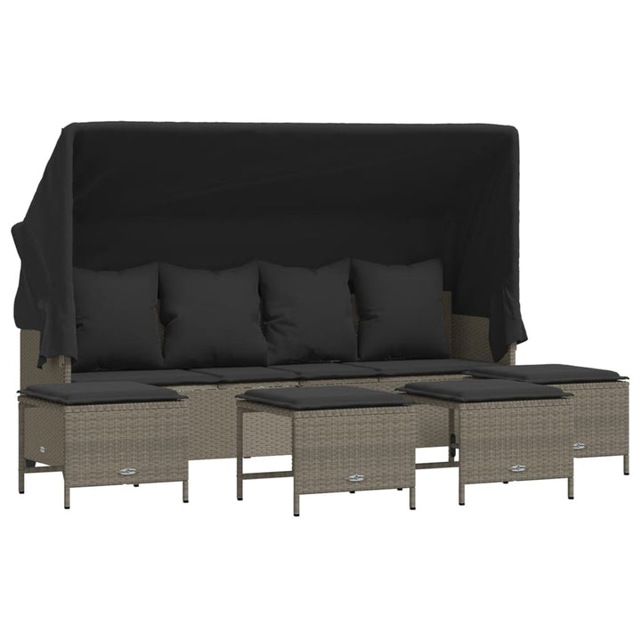 sofasæt 5 dele med hynder polyrattan lysegrå