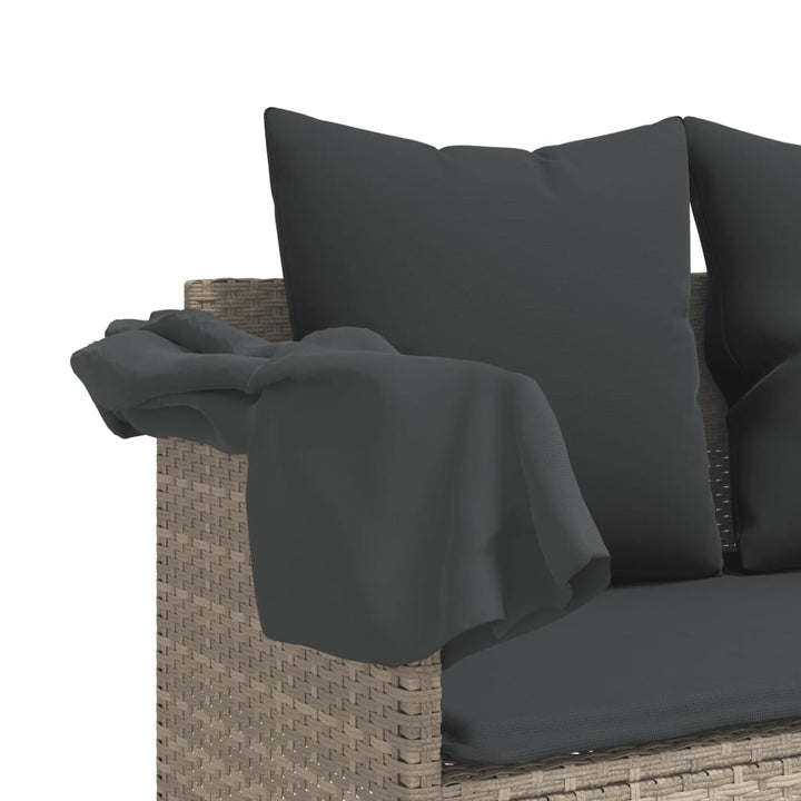 sofasæt 5 dele med hynder polyrattan lysegrå