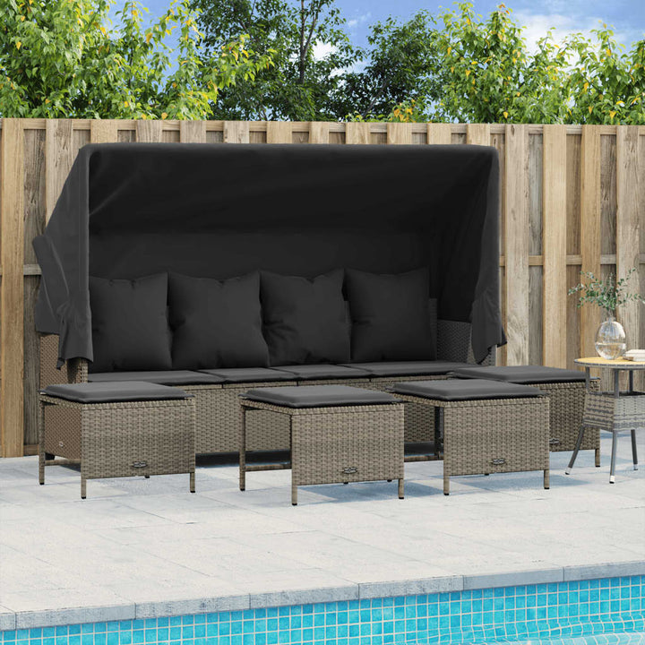 sofasæt 5 dele med hynder polyrattan lysegrå