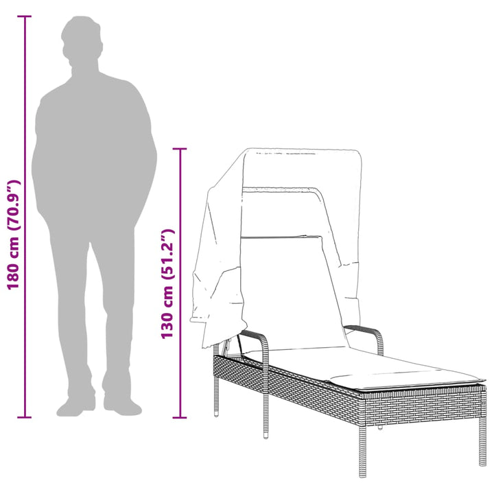 liggestole 2 stk. med baldakiner og bord polyrattan brun