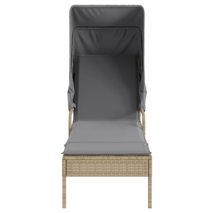 liggestole 2 stk. med baldakiner og bord polyrattan beige