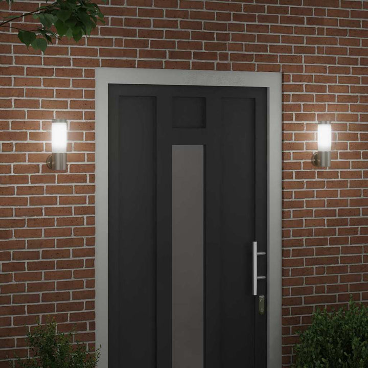 Udendørs væglampe 2 pcs Sølv 12 x 8,5 x 27 cm