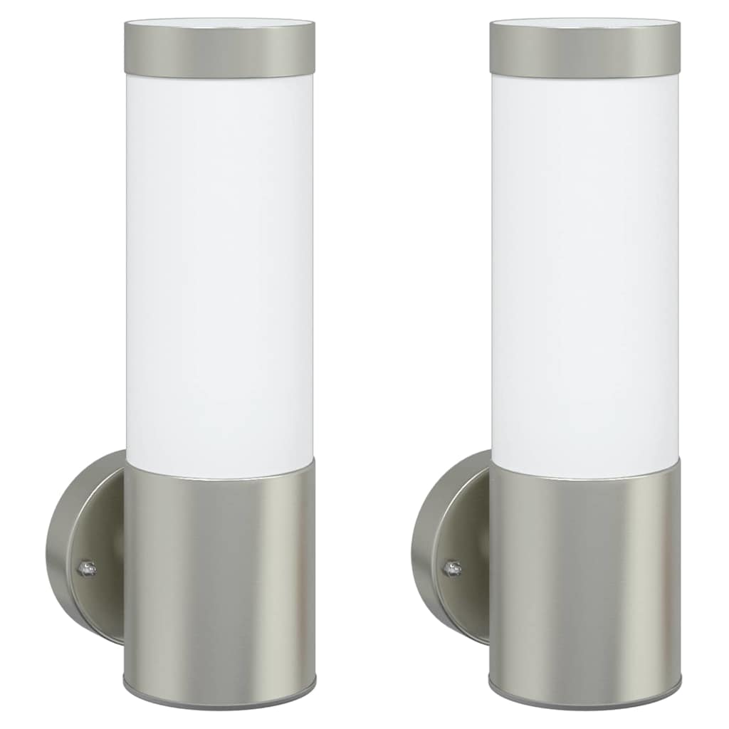 Udendørs væglampe 2 pcs Sølv 12 x 8,5 x 27 cm