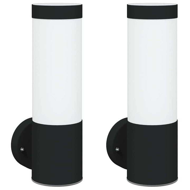 Udendørs væglampe 2 pcs Sort 12 x 8,5 x 27 cm